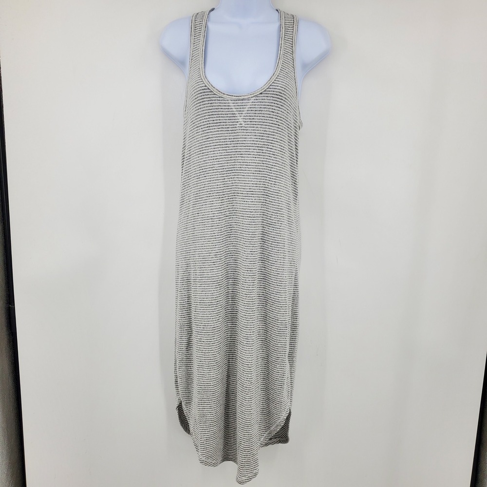 Abercrombie & Fitch Grey White Striped Racerback Tank Midi Dress S Minimalist‎